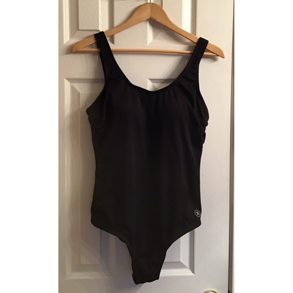 HURLEY'S Women's One Piece Black Ribbed Swimsuit Size XL